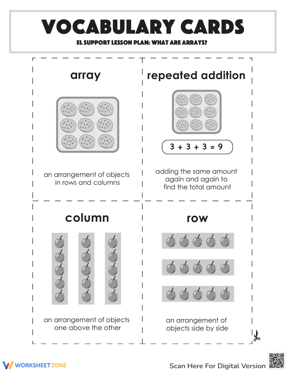 Vocabulary Cards: What Are Arrays? - Page 1