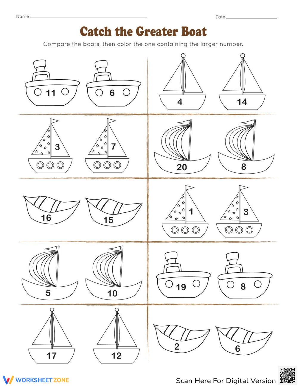 Catch the Greater Boat Worksheet - Page 1