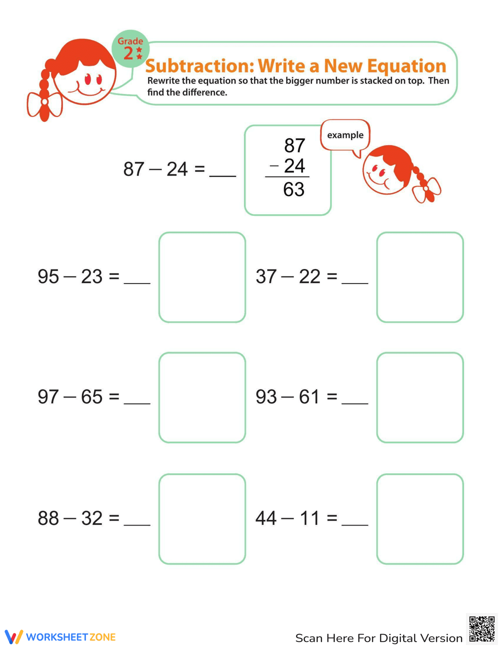 Writing Subtraction Equations: Math Practice - Page 1