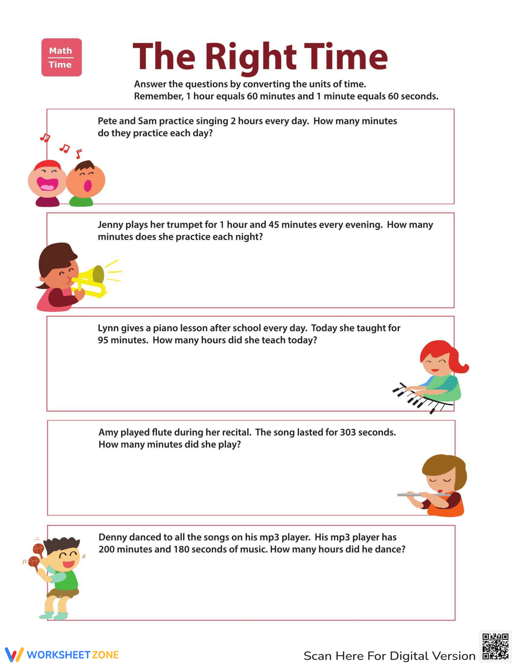 Converting Time: Hours to Minutes Practice - Page 1