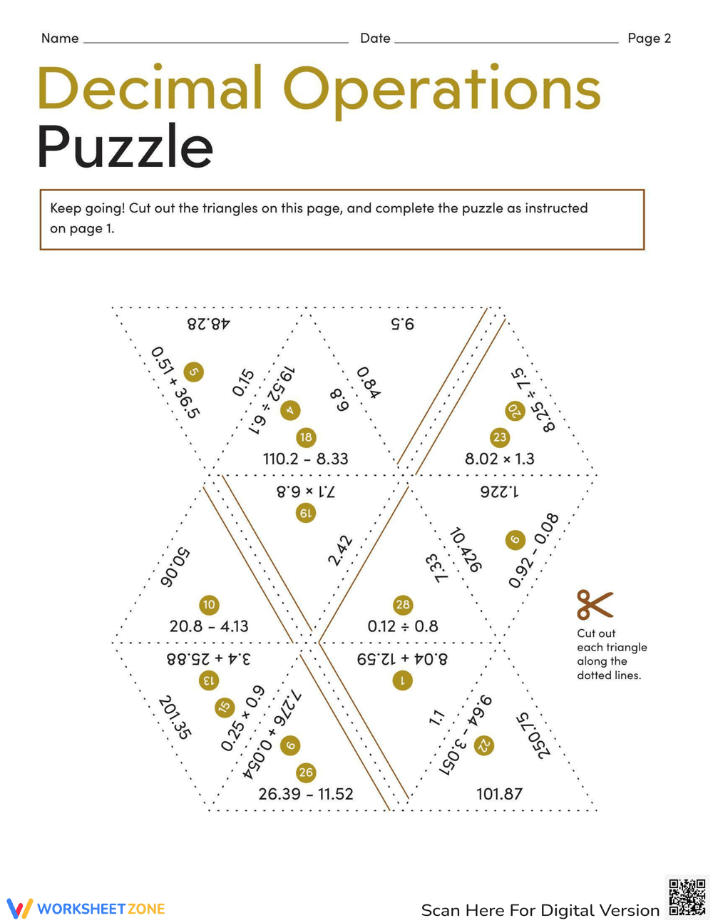 Decimal Operations Puzzle: Math Puzzle Fun - Page 2