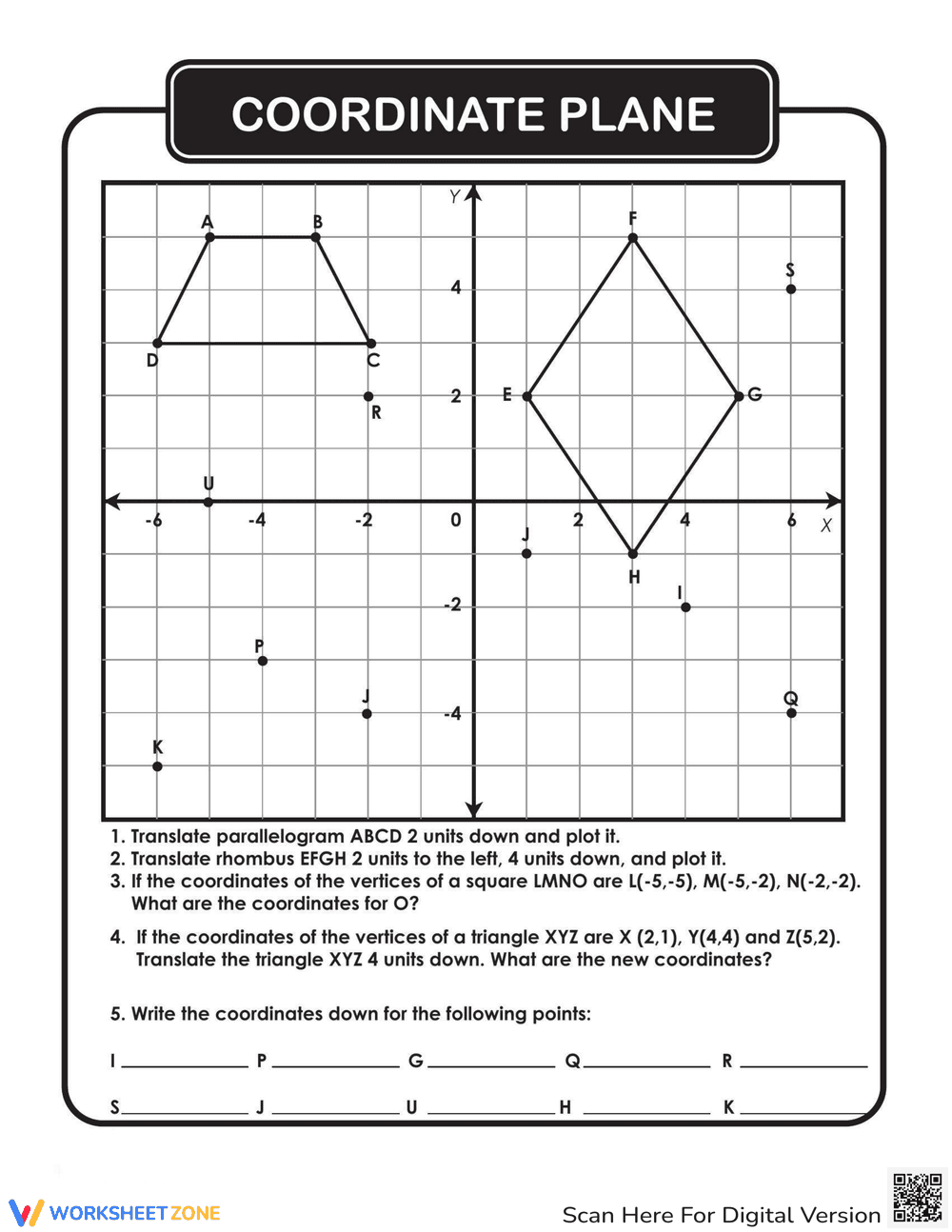 Coordinate Plane: Graphing Points Practice - Page 1