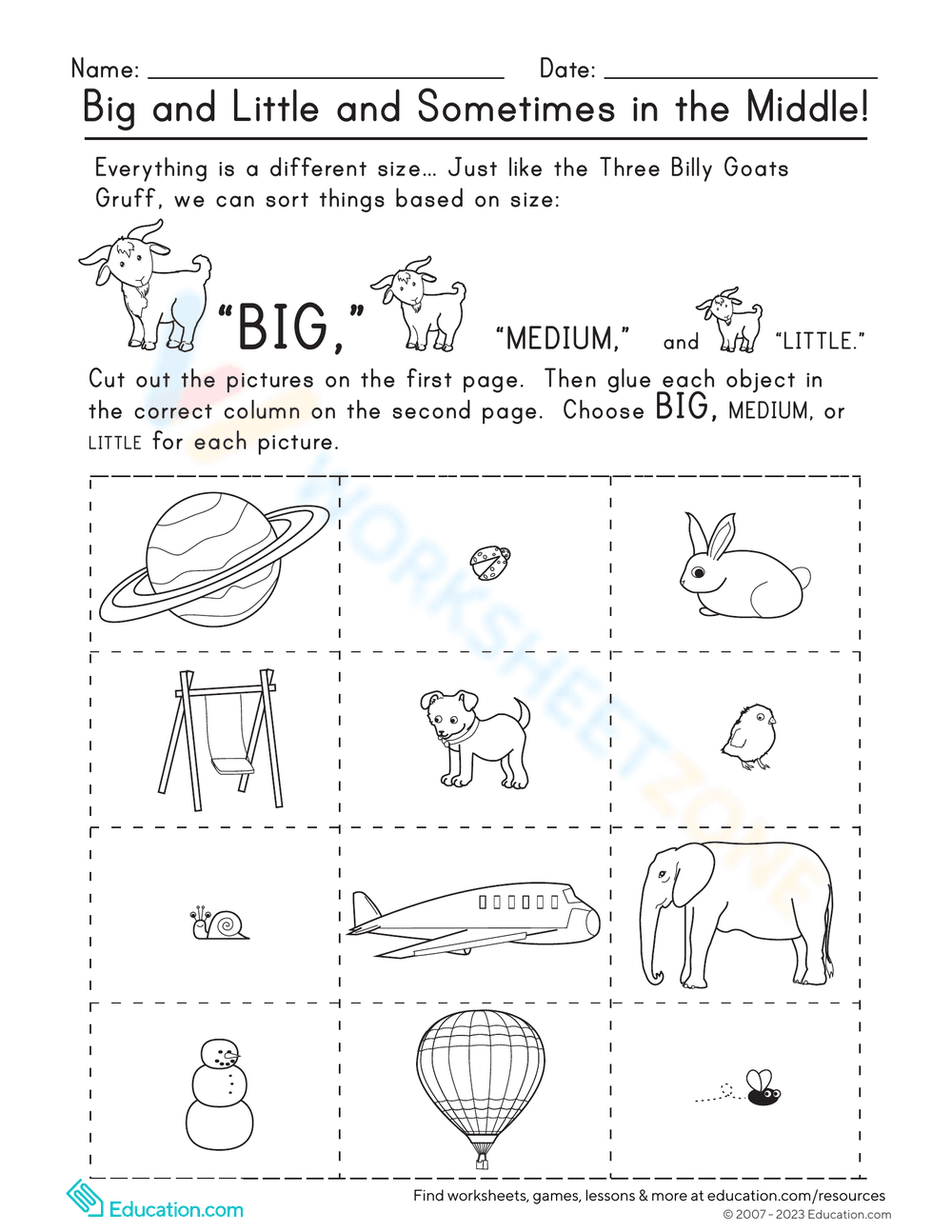 Comparing Sizes: Big, Little, and Middle - Page 1