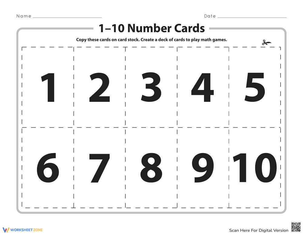 1–10 Number Cards - Page 1