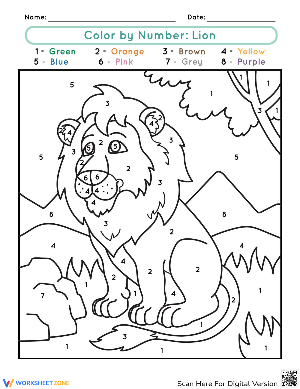 Lion Color by Number: Jungle Fun for Kids - Page 1