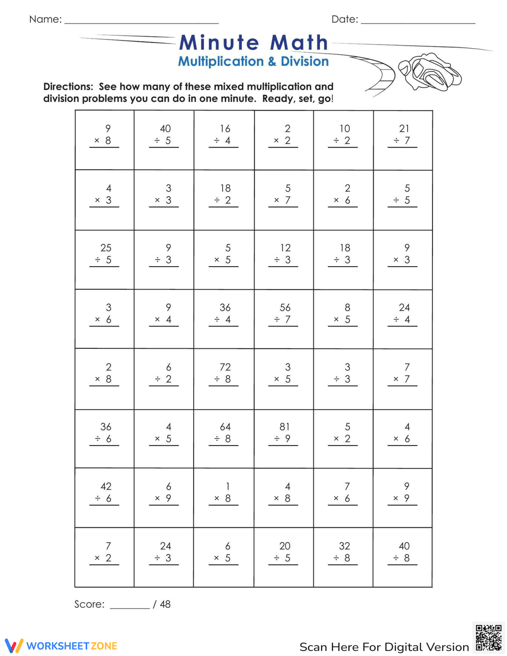 Minute Math: Mastering Multiplication & Division - Page 1