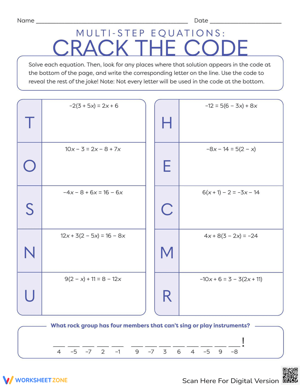 Crack the Code with Multi-Step Equations - Page 1