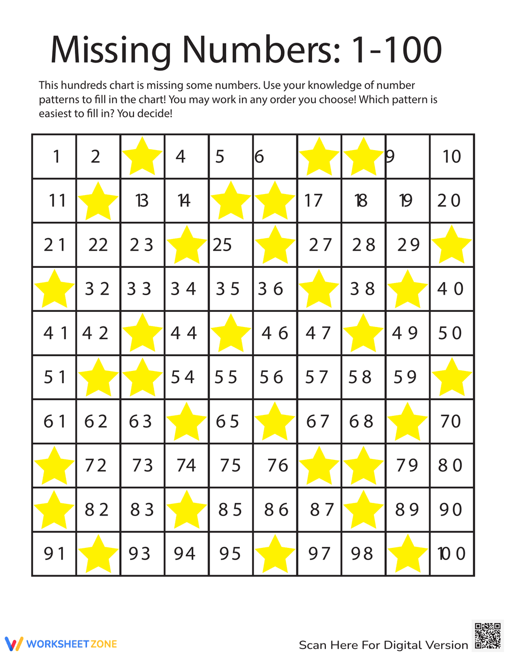 Missing Numbers: 1-100 - Page 1