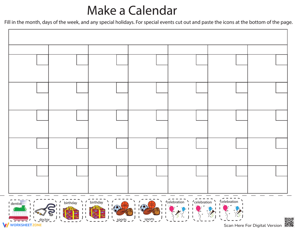 Make a Calendar Worksheet - Page 1