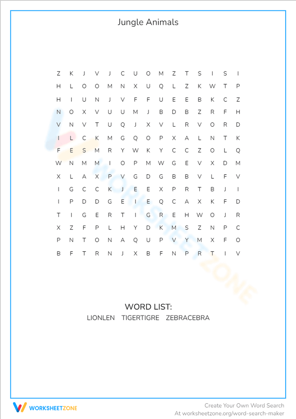 Jungle Animals - Page 1