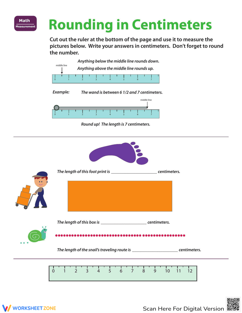 Ruler Reading & Rounding Centimeters - Page 1