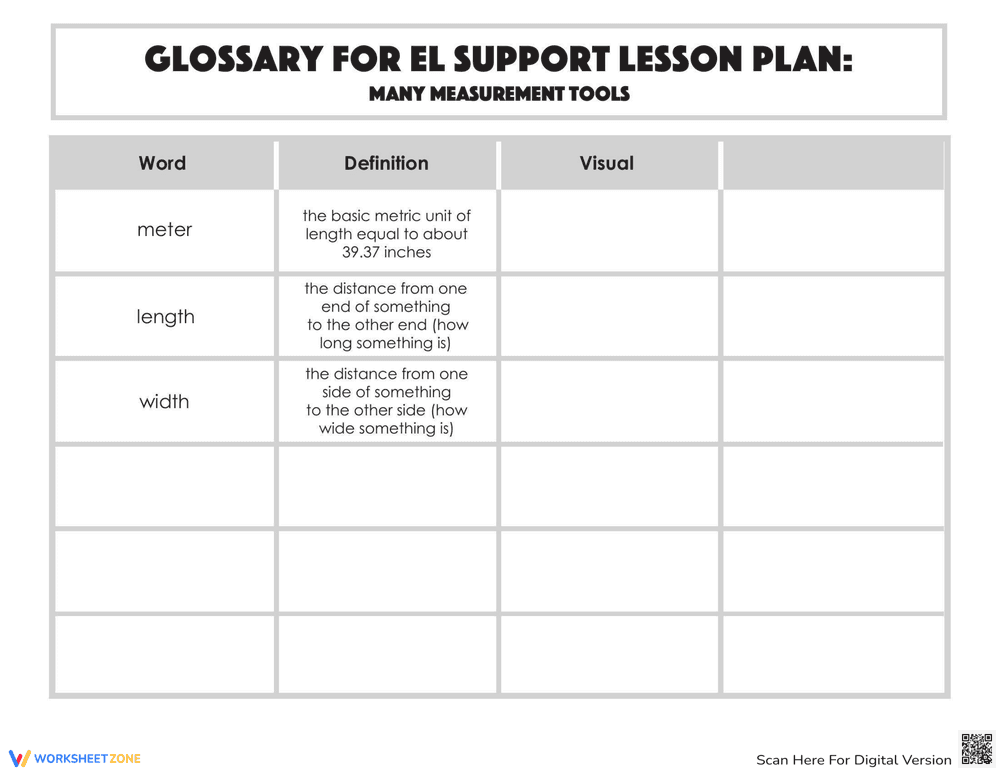 Glossary of Measurement Tools Worksheet - Page 2