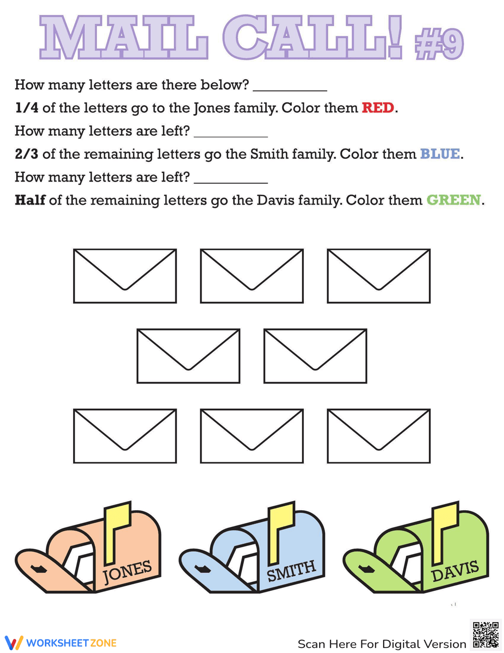 Learning Fractions - Page 1
