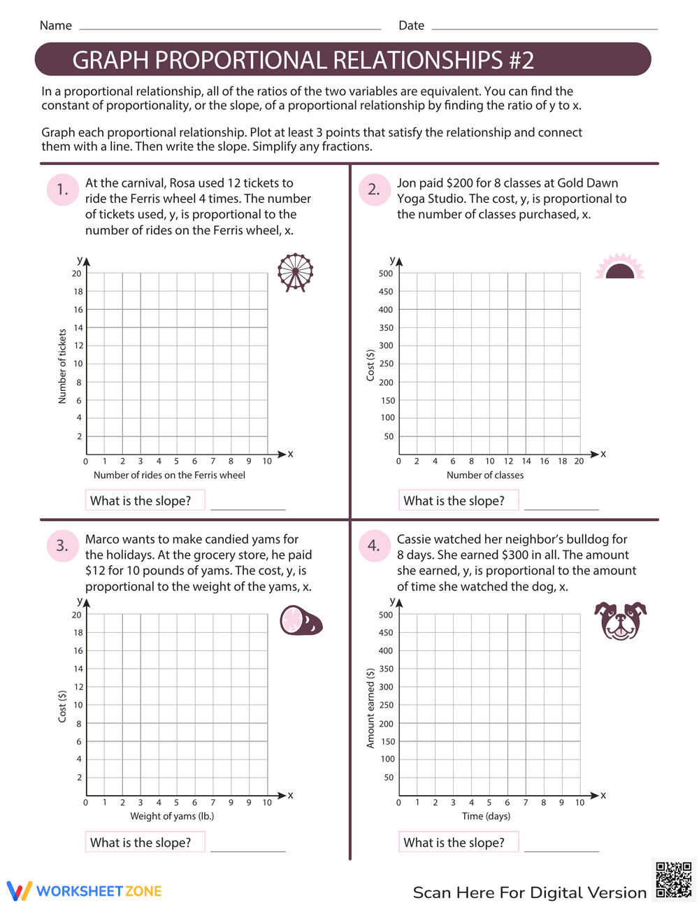 Graph Proportional Relationships Worksheet - Page 1