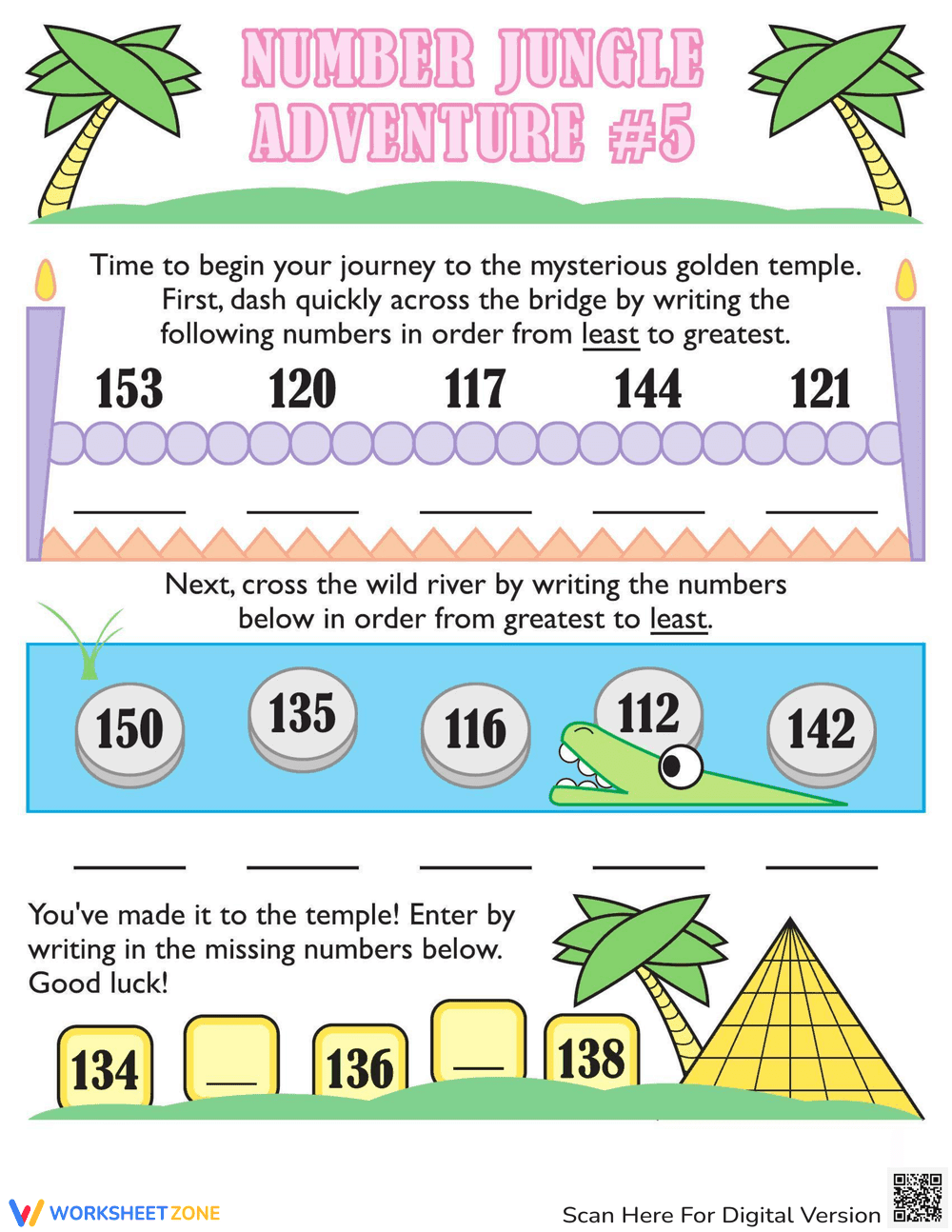 Number Ordering: Putting Numbers in Order Worksheet - Page 1