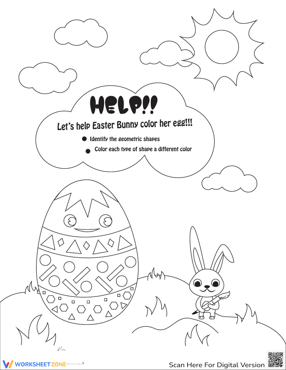 Easter Shapes Worksheet: Fun with Geometry - Page 1