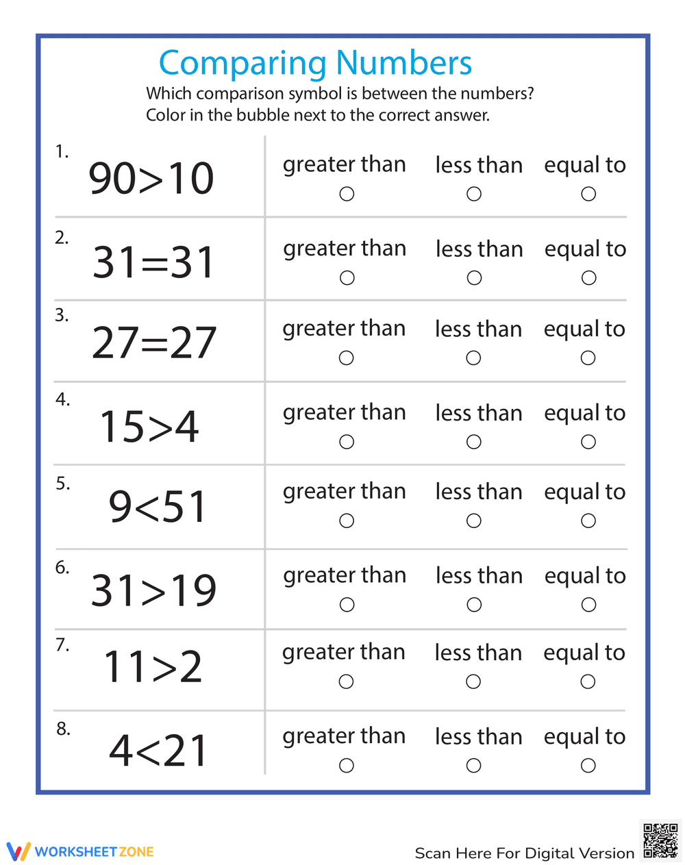 Number Comparison with puzzle - Page 1