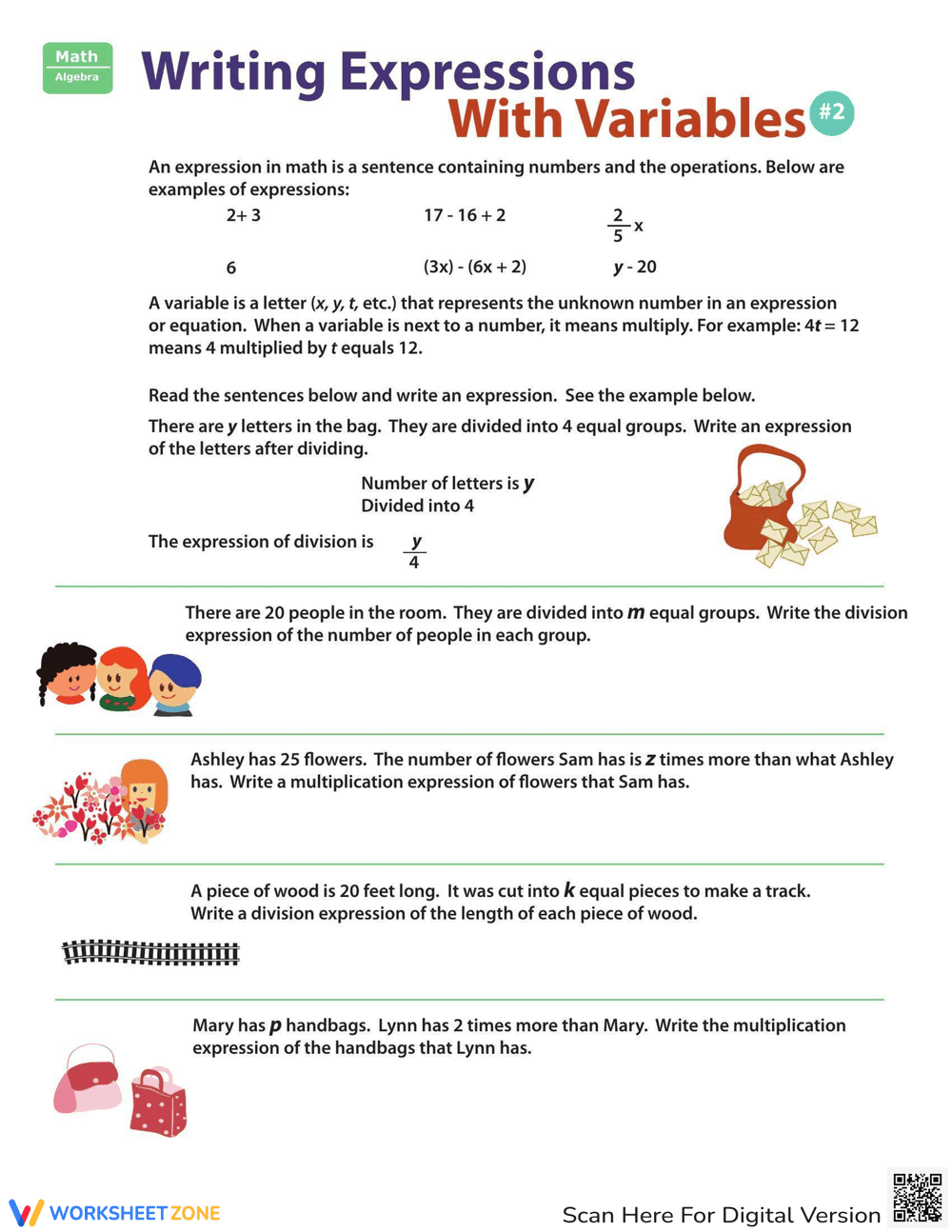 Practice Expressions with Variables - Page 1