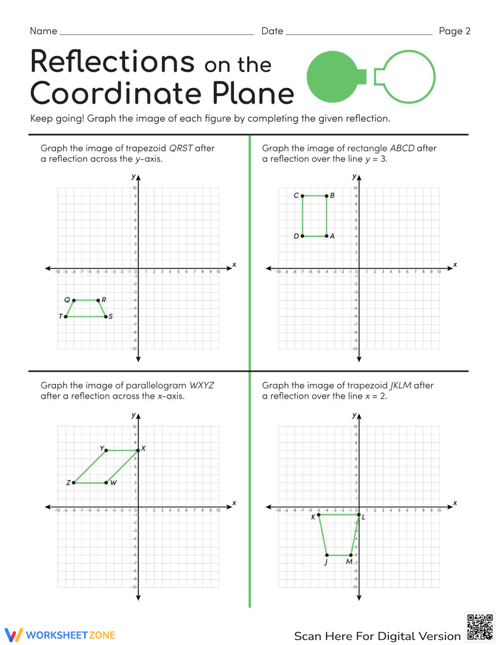 Reflections on a Coordinate Plane - Page 2