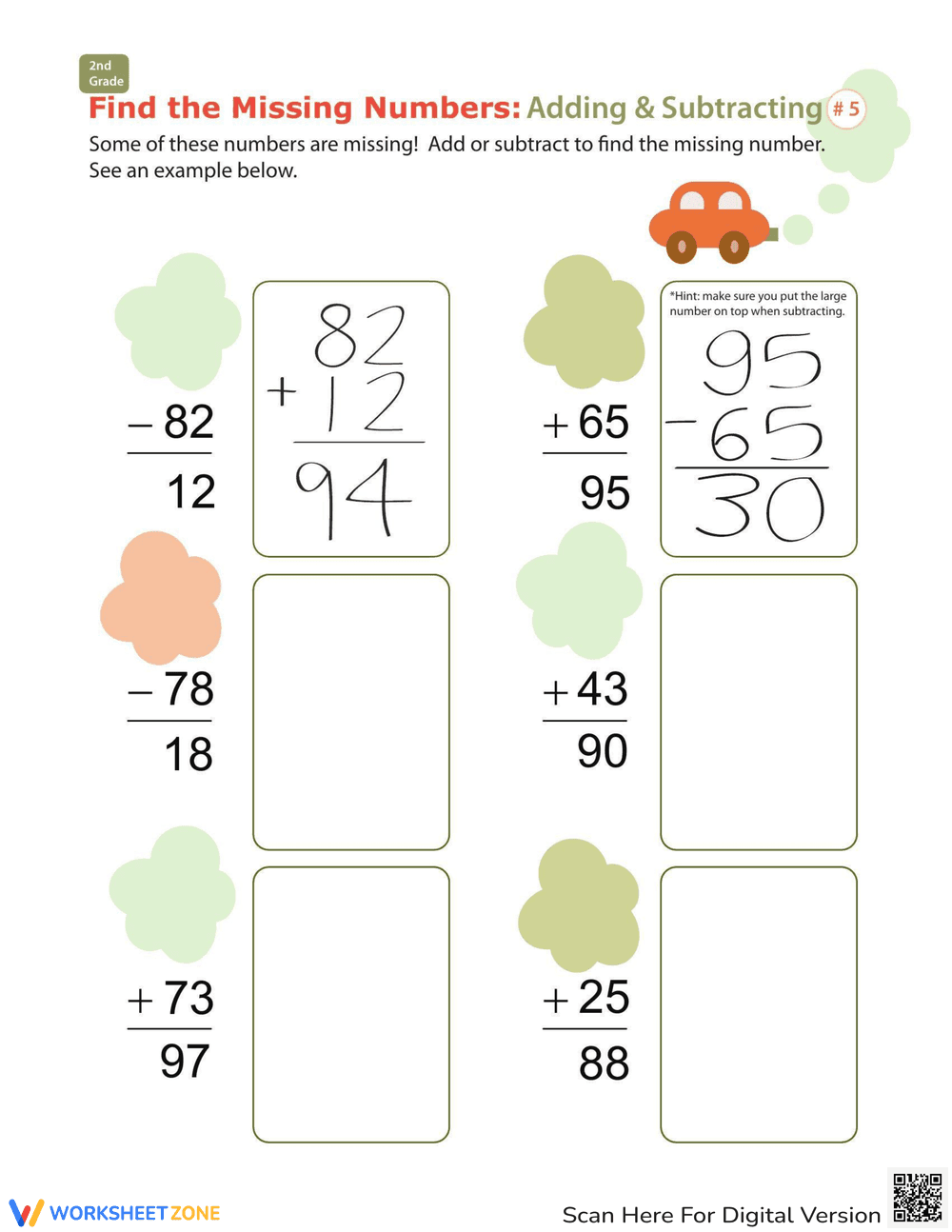 Find the Missing Numbers: Reverse Addition & Subtraction - Page 1