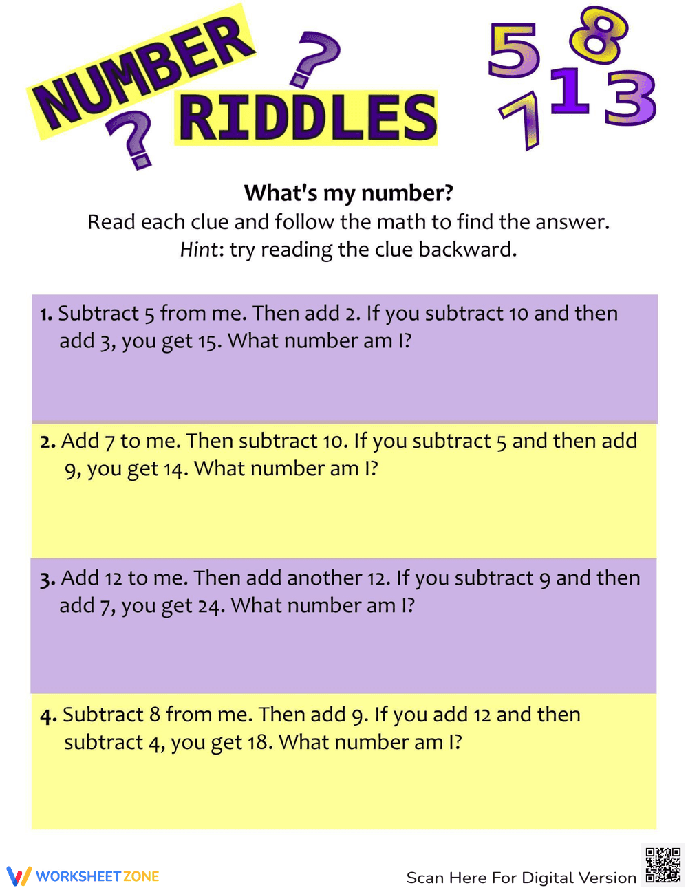 Fun Guess My Number Worksheet: Math Logic - Page 1