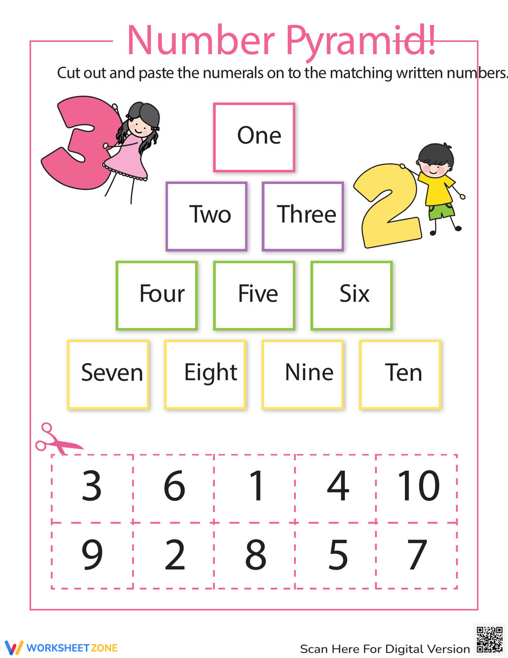 Number Pyramid: 1-10 - Page 1