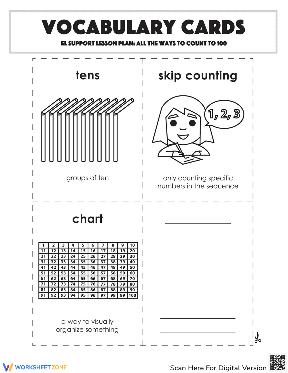Vocabulary Cards: All the Ways to Count to 100 - Page 1