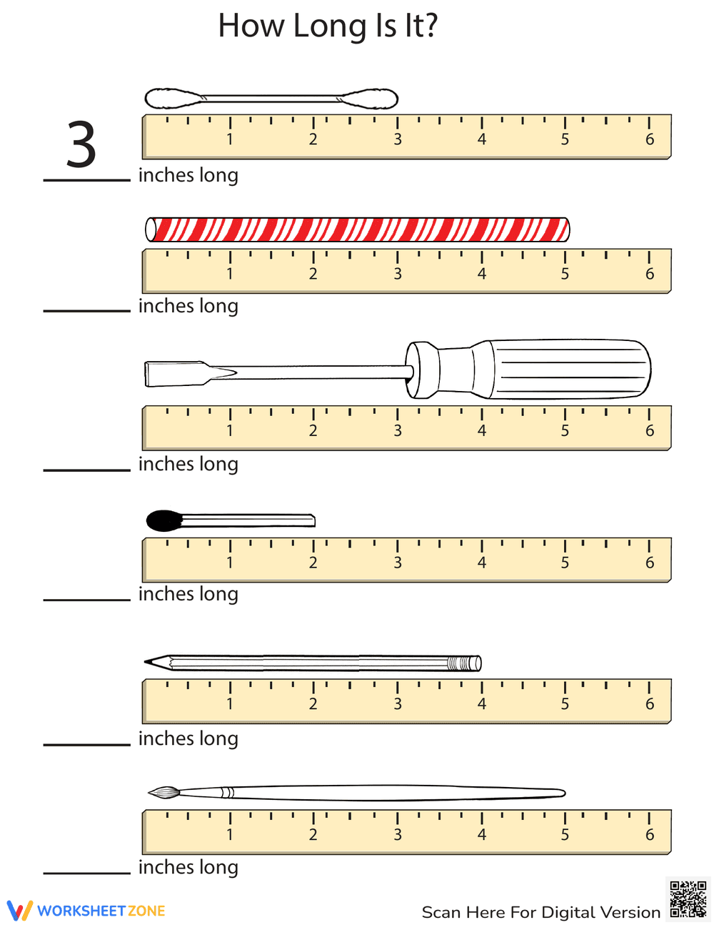 Measuring Inches Worksheet - Page 1