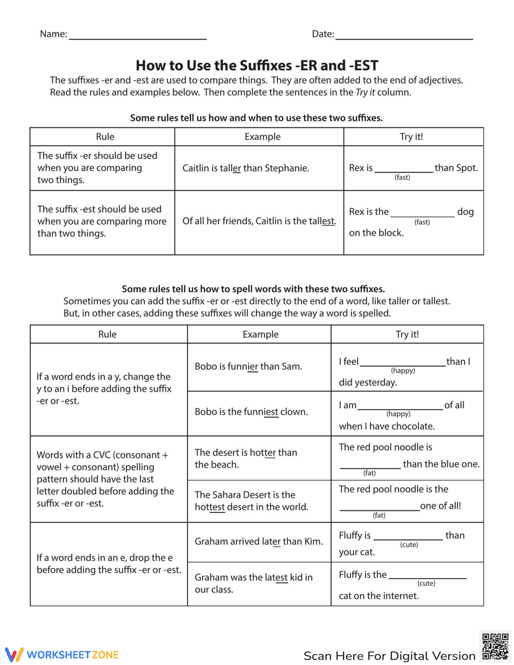 How to Use the Suffixes i-er/iand i-est/i - Page 1