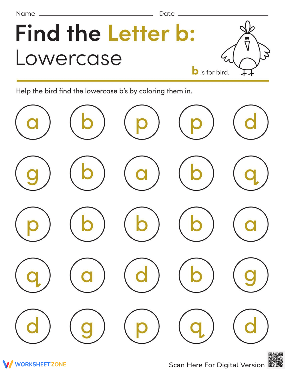 Find the Letter b: Lowercase - Page 1