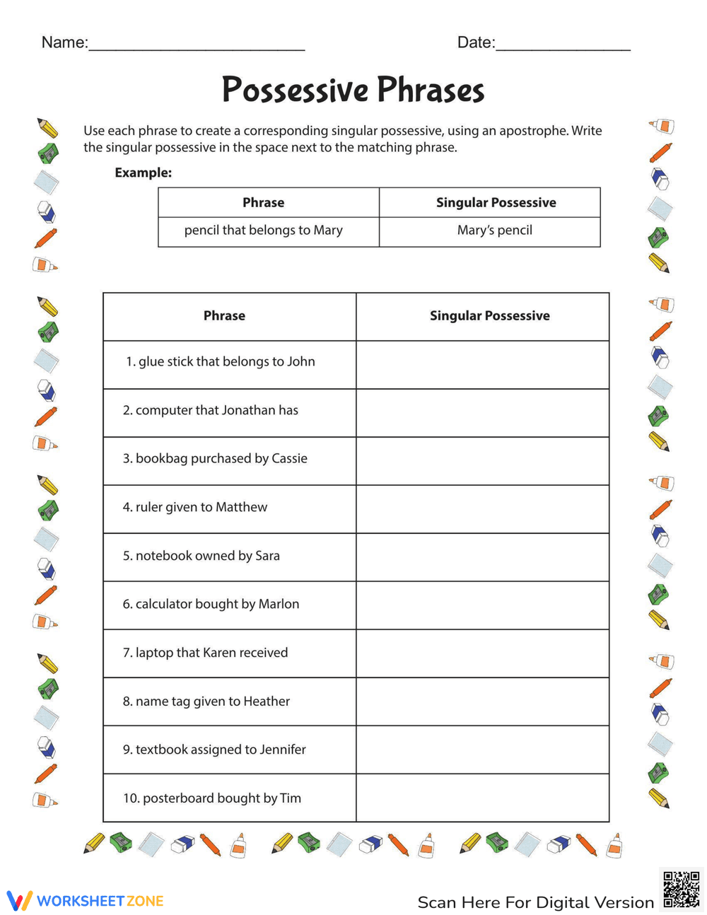 Possessive Phrases - Page 1
