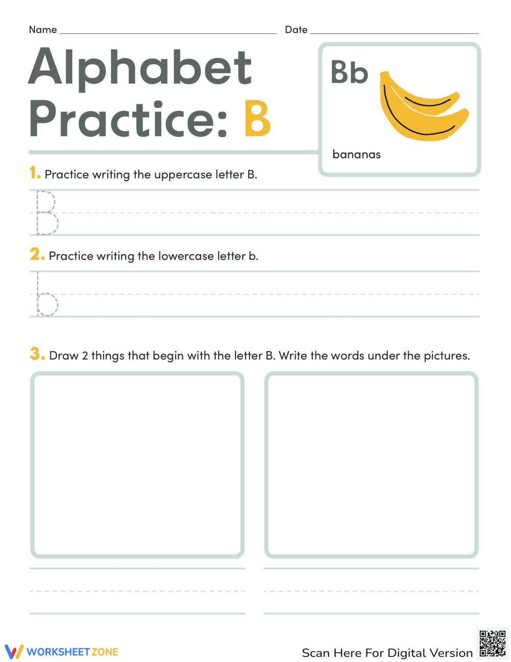 Alphabet Practice: Letter B - Page 1