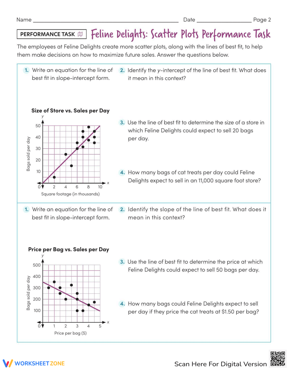 Scatter Plots Performance Task - Page 2