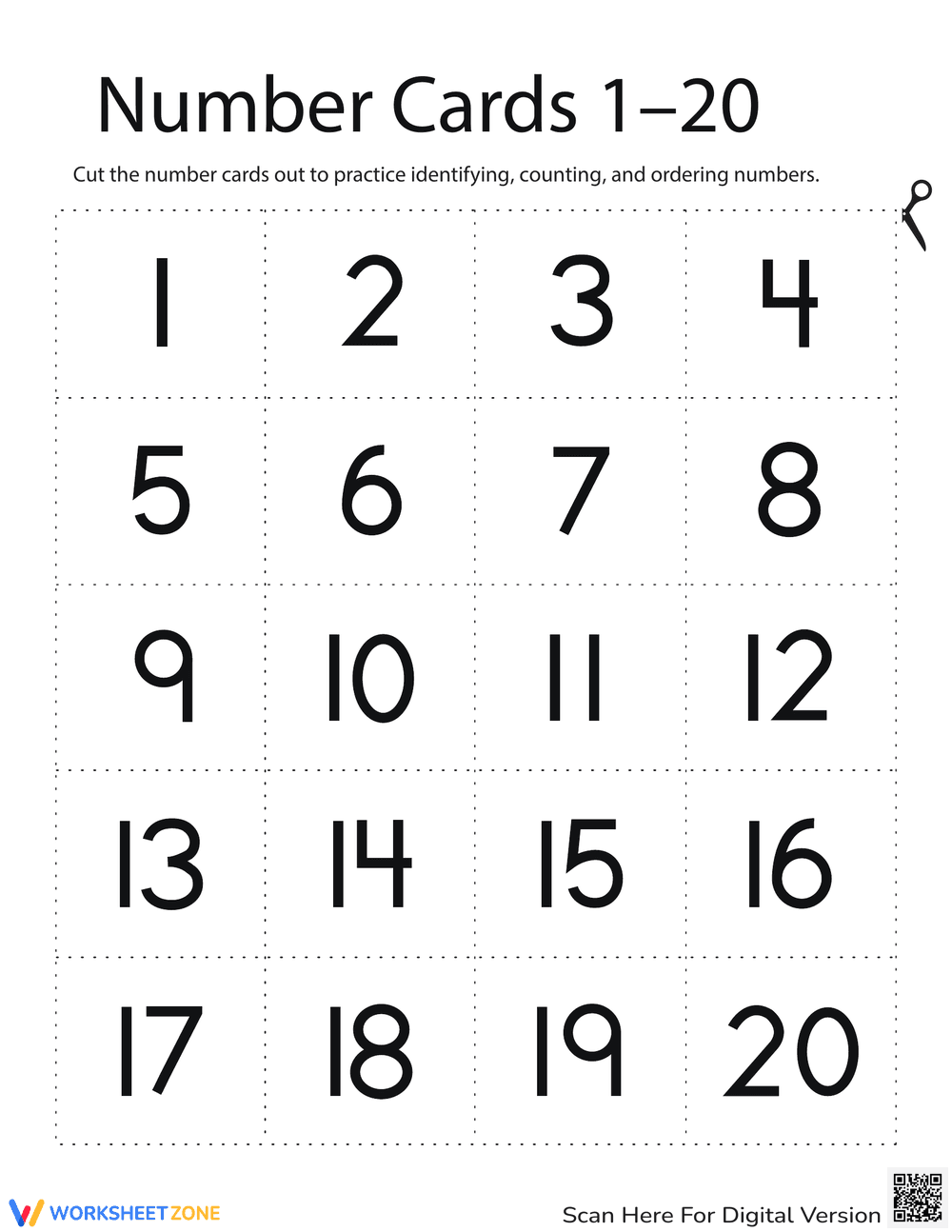 Number Cards 1–20 - Page 1