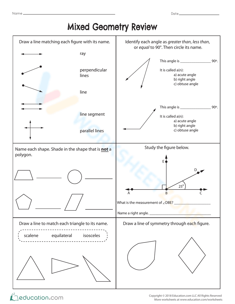 Mixed Geometry Review Worksheet - Page 1