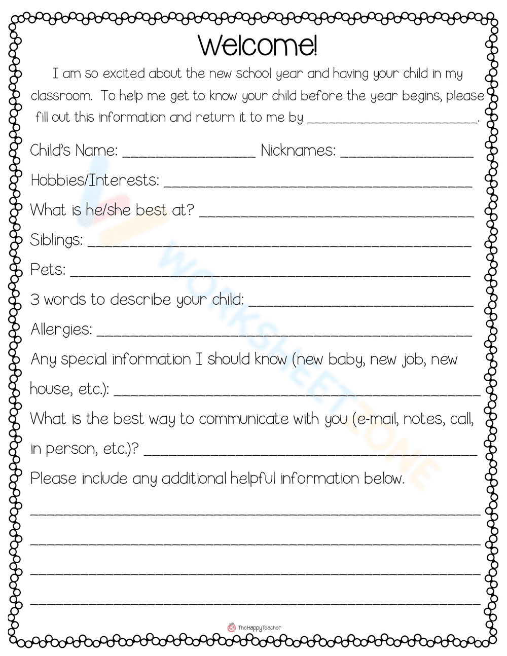 Back to School Letter - Page 1