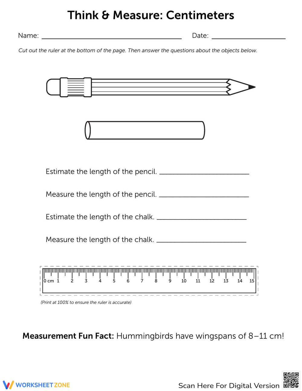 Measure with Centimeters Worksheet - Page 1
