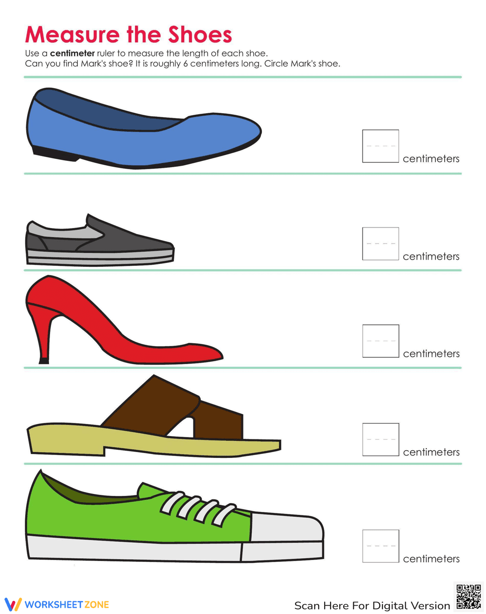 Measuring Centimeters Shoe - Page 1