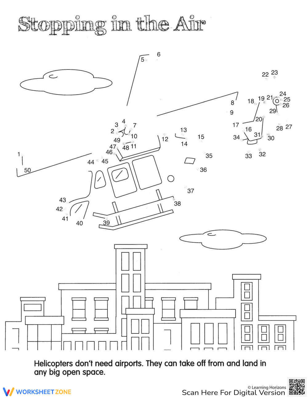 Helicopter Dot-to-Dot Worksheet - Page 1