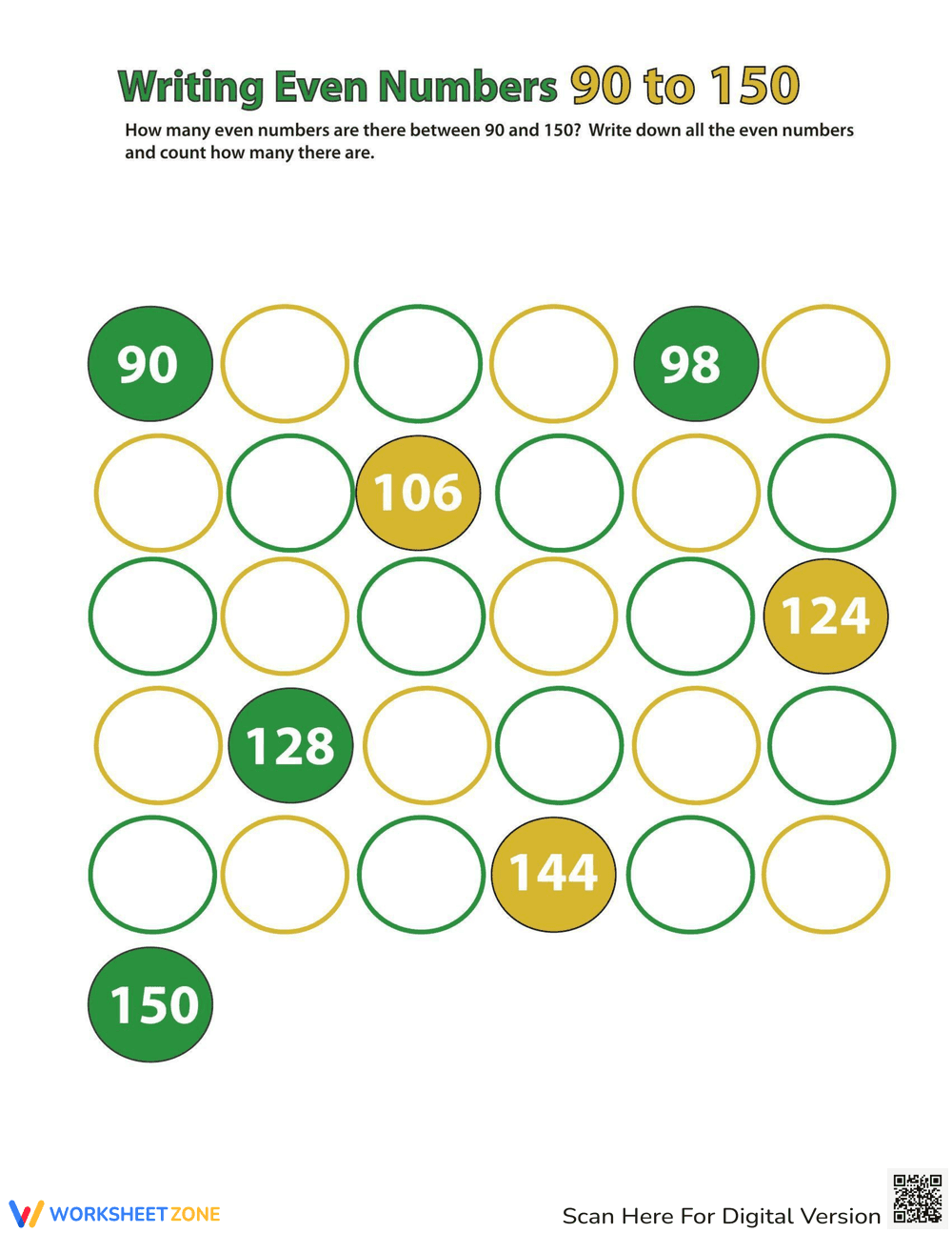 Writing Even Numbers Practice - Page 1