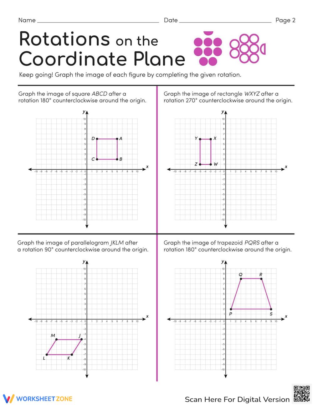Rotations on a Coordinate Plane - Page 2