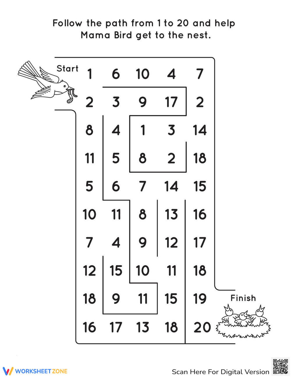 Follow the Path Number Sequencing - Page 1