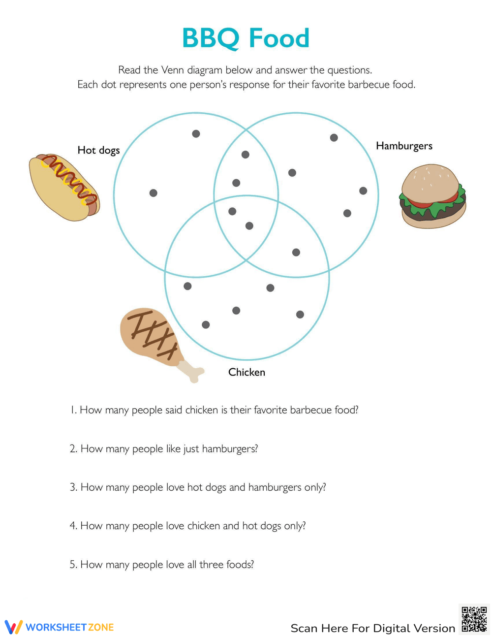 BBQ Food: Venn Diagram for Kids - Page 1