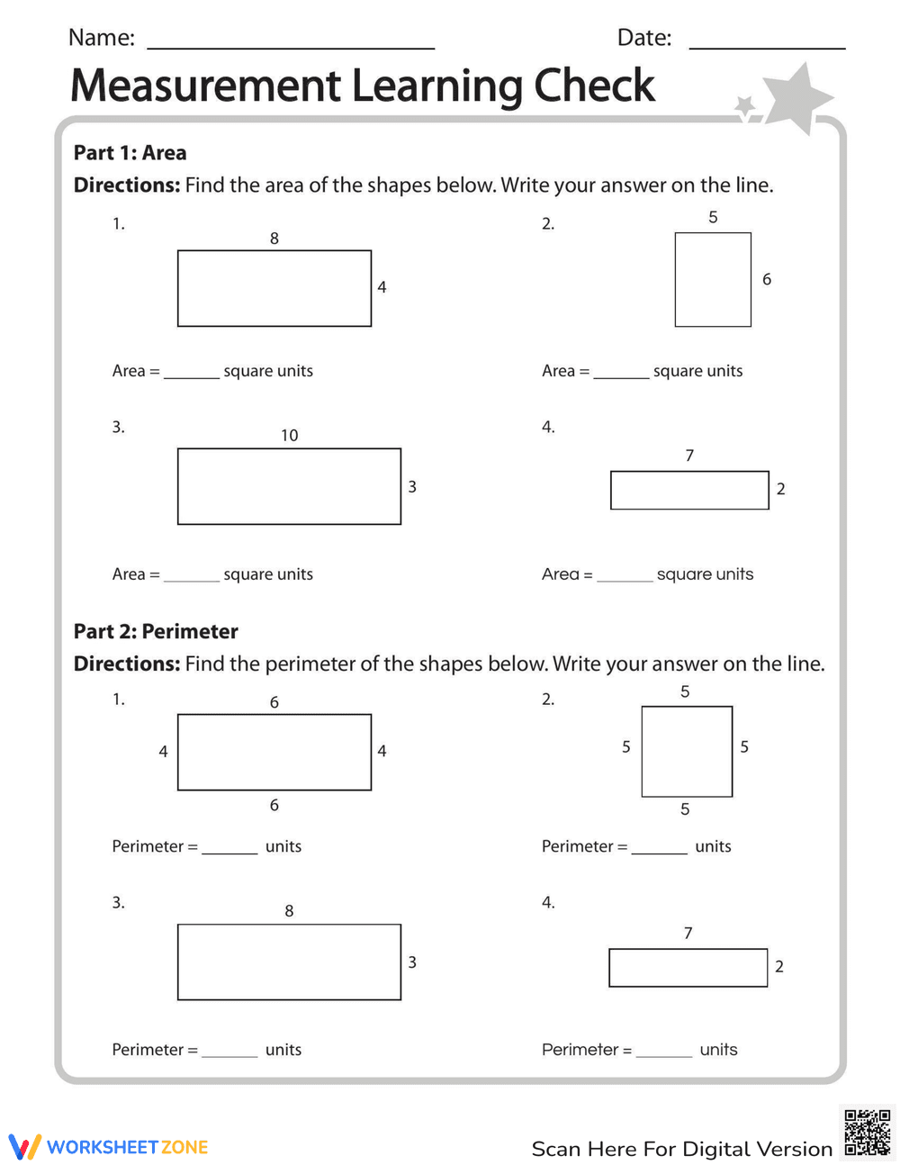 Measurement Learning Check Worksheet - Page 1