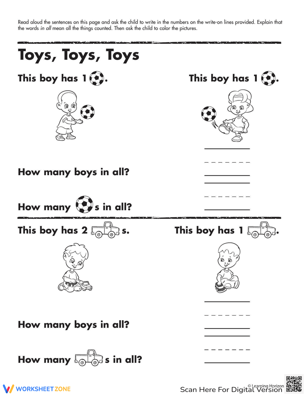 Toys Worksheet for Early Learning - Page 1