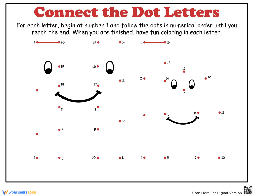 Dot-to-Dot Alphabet: H - Page 1