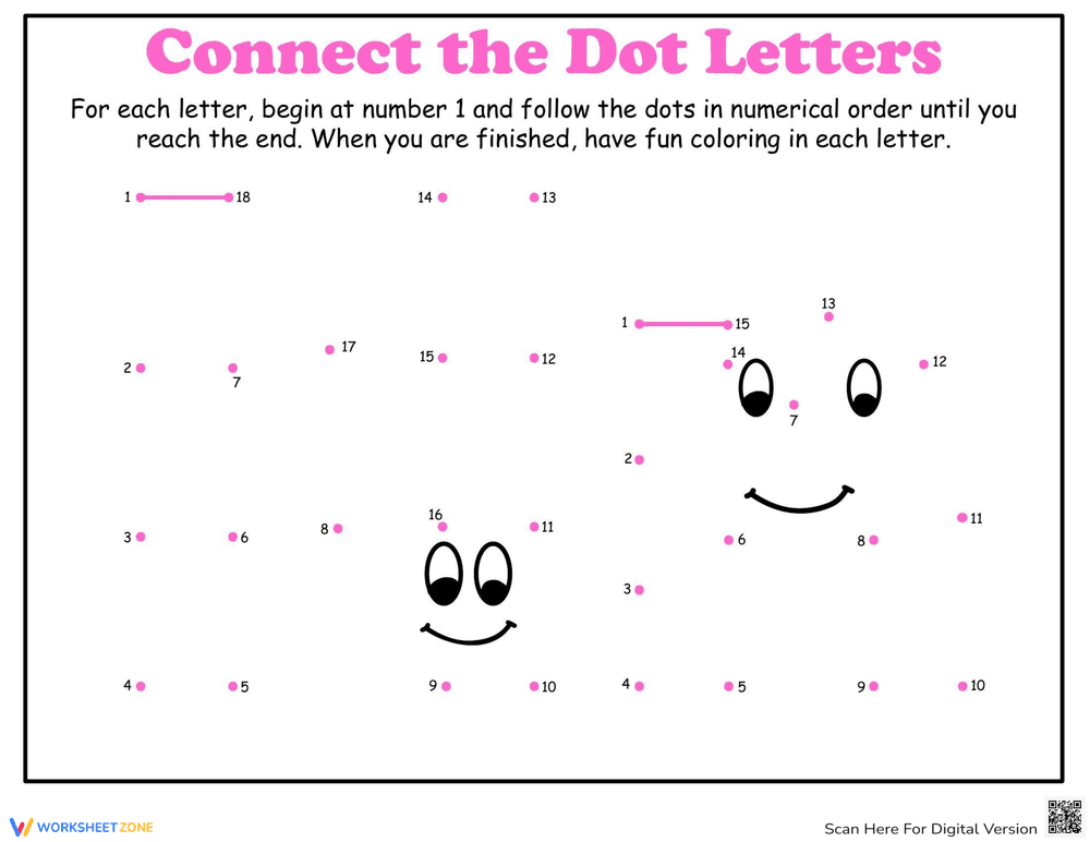 Dot-to-Dot Alphabet: N - Page 1