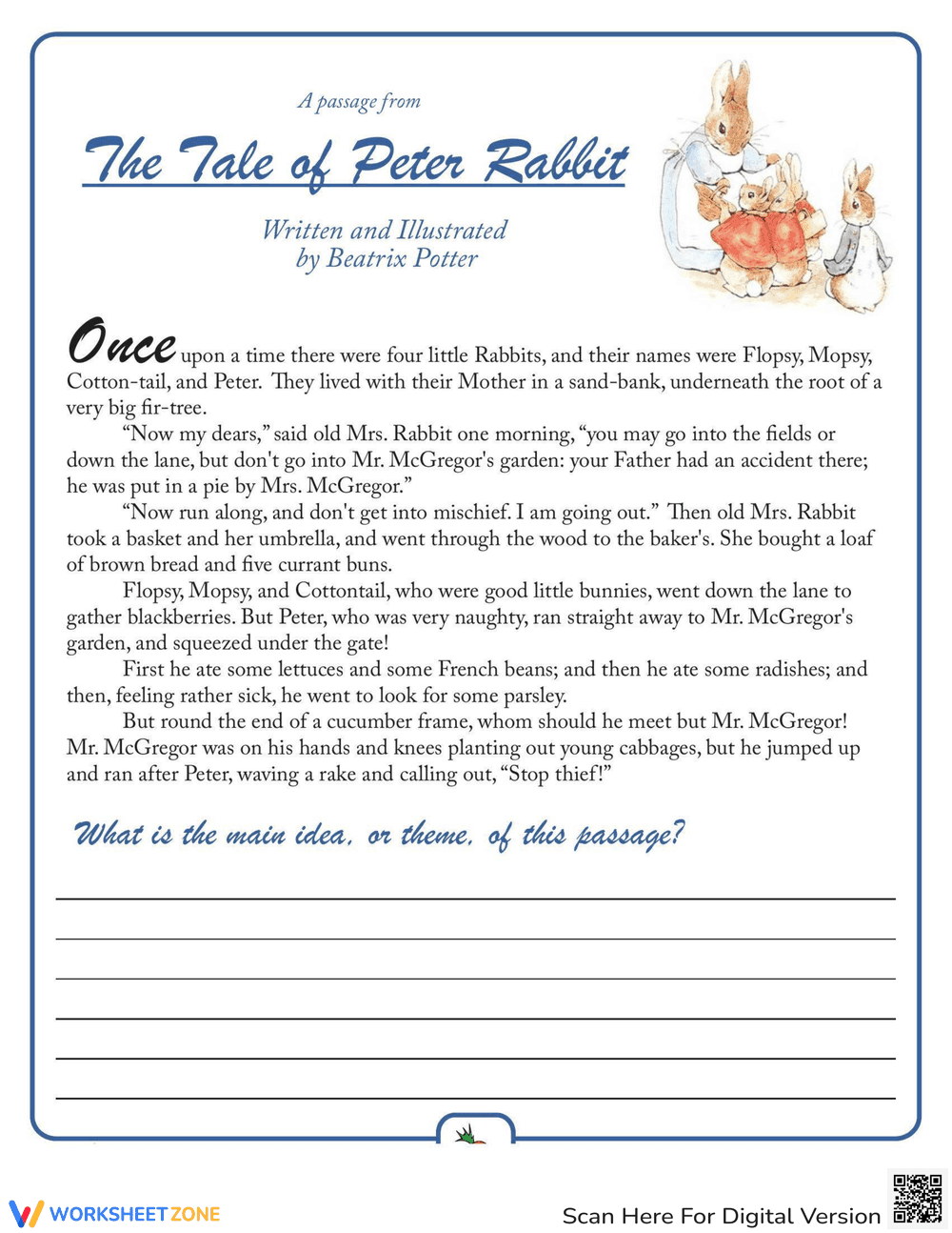 Discover the Main Idea: Peter Rabbit Story - Page 1