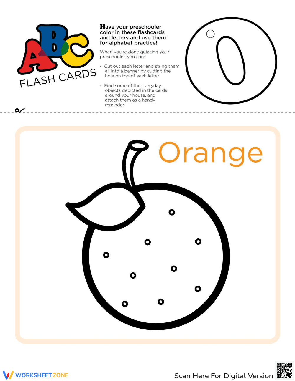 ABC Flash Card for Preschool: 'O' for Orange - Page 1