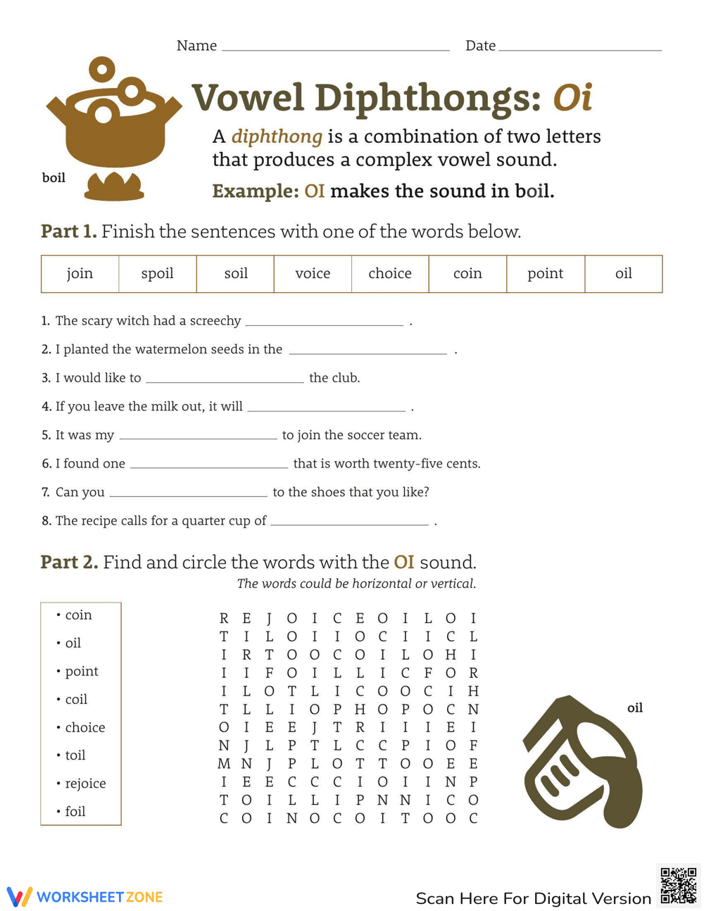 Vowel Diphthongs: OI - Page 1